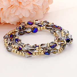 3PCS - Multi Beaded Stretch Layered Bracelets