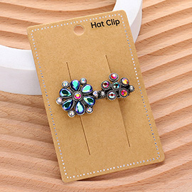 Stone Embellished Western Flower Hat Clip