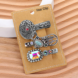 3PCS - Stone Embellished Western Hat Clips