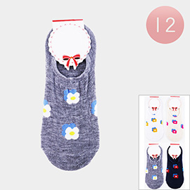 12Pairs - Flower Patterned Socks