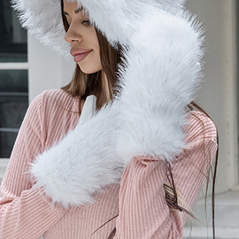 Faux Fuzzy Fur Mitten Gloves