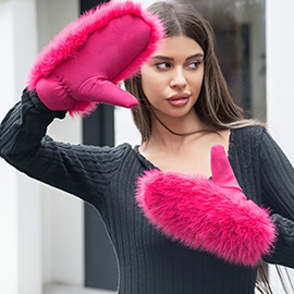 Faux Fuzzy Fur Mitten Gloves