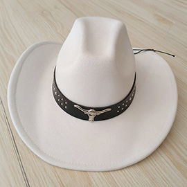 Steer Head Pointed Western Belt Pointed Cowboy Fedora Hat