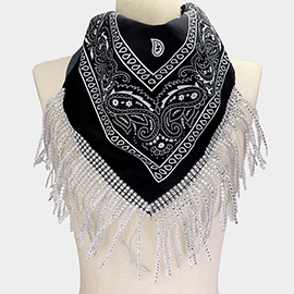 Rhinestone Like Fringe Cowgirl Bandana Scarf