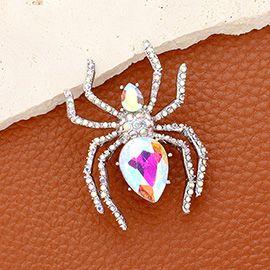 Stone Embellished Spider Pin Brooch