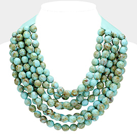 Faceted Beaded Multi Layered Magnetic Collar Necklace