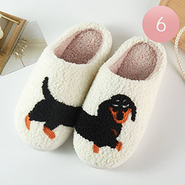 6Pairs - Dachshund Dog Printed Home Indoor Floor Slippers