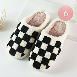 6Pairs - Checkered Printed Home Indoor Floor Slippers