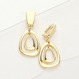 Metal Abstract Teardrop Dangle Clip On Earrings