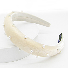 Pearl Embellished Satin Headband