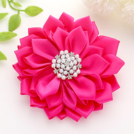 Pearl Pointed Flower Ribbon Brooch / Hair Clip