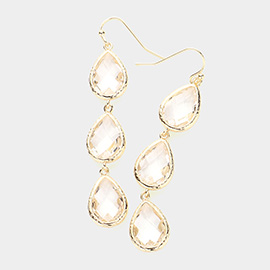 Triple Teardrop Stone Cluster Dropdown Dangle Earrings