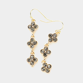 Triple Quatrefoil Stone Cluster Link Dropdown Dangle Earrings