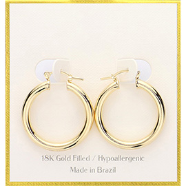 18K Gold Filled Hypoallergenic Pin Catch Hoop Earrings