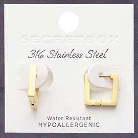 SECRET BOX_Stainless Steel Mini U Square Hoop Earrings