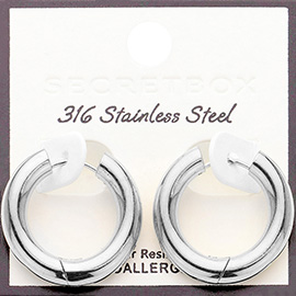 SECRET BOX_Stainless Steel Round Classic Hoop Earrings