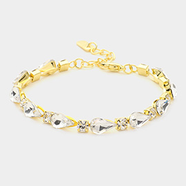 Teardrop Round Stone Link Evening Bracelet