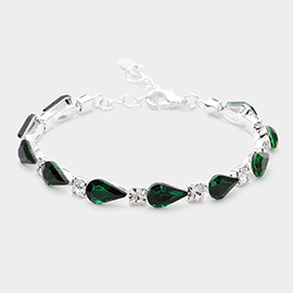 Teardrop Round Stone Link Evening Bracelet