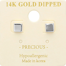 14K Gold Dipped Hypoallergenic Mini Square Stud Earrings