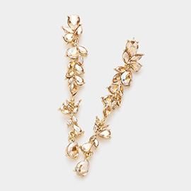 Teardrop Marquise Stone Cluster Embellished Dropdown Evening Earrings