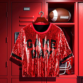 GAME DAY Sequin Crop Top