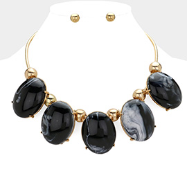 Chunky Resin Pebble Cluster Collar Bib Necklace