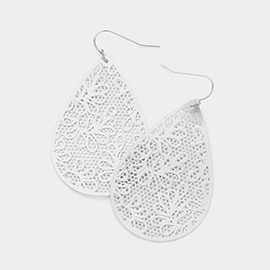 Teardrop Brass Metal Filigree Dangle Earrings