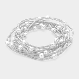 10PCS - Pearl Station Stretch Multi Layered Bracelets