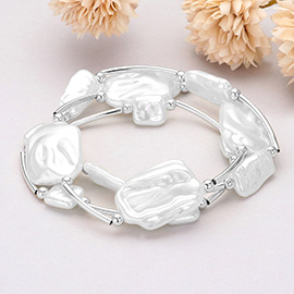 3PCS - Irregular Pearl Station Stretch Multi Layered Bracelets