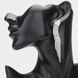 Rhinestone Paved Fringe Dropdown Evening Earrings