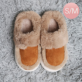 Faux Suede Fuzzy Indoor Floor Slippers