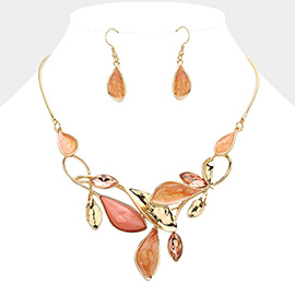 Enamel Leaf Vine Bib Necklace