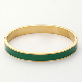 Stainless Steel Enamel Hinged Bangle Bracelet