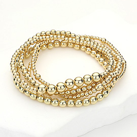 5PCS - Metal Ball Beaded Stretch Multi Layered Bracelets