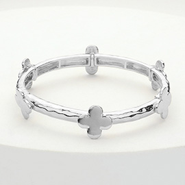 Metal Quatrefoil Bar Stretch Bracelet