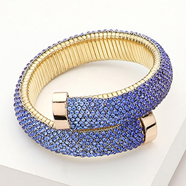 Rhinestone Paved Adjustable Bangle Bracelet