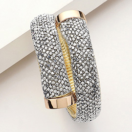 Rhinestone Paved Adjustable Bangle Bracelet