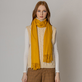 Solid Cozy Scarf with Fringe