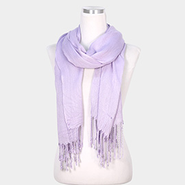 Solid Crinkle Tassel Scarf