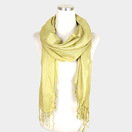 Solid Crinkle Tassel Scarf