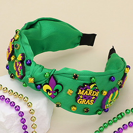 Polymer Clay Mardi Gras Charm Stone Cluster Embellished Knot Headband