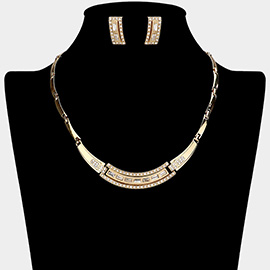 Rhinestone Paved Geometric Necklace