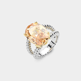 Oval CZ Stone Cushion Ring