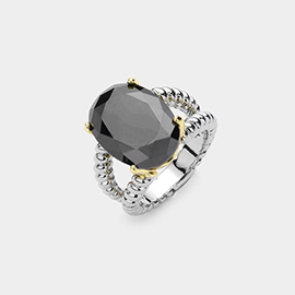 Oval CZ Stone Cushion Ring