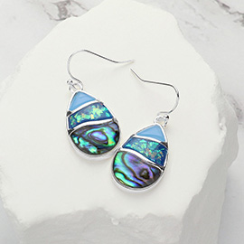 Abalone Enamel Teardrop Dangle Earrings