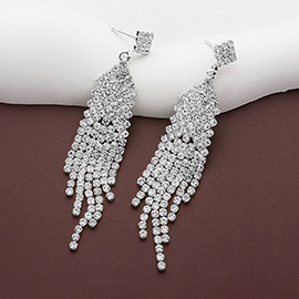 Rhinestone Paved Fringe Chandelier Dangle Evening Earrings