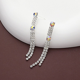 Rhinestone Paved Linear Dropdown Evening Earrings