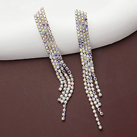 Rhinestone Paved Fringe Dropdown Evening Earrings