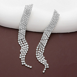 Rhinestone Paved Fringe Dropdown Evening Earrings