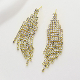 Rhinestone Paved Fringe Chandelier Evening Earrings